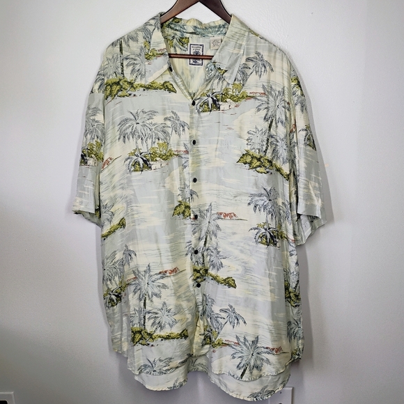Vintage Roundtree & Yorke 100% Silk Hawaiian Shirt Mens XXL Tropical Vacation - Picture 1 of 12